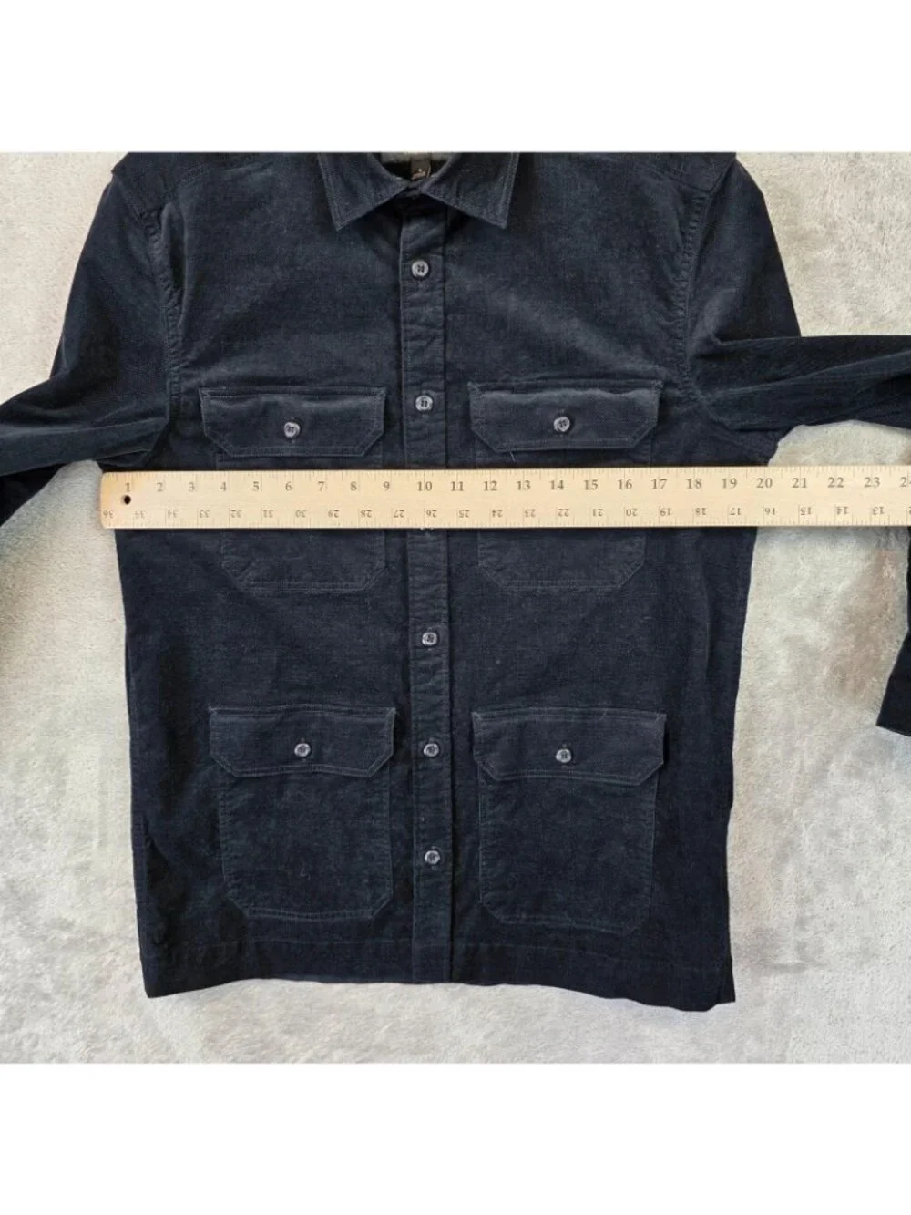Banana Republic Shirt Mens Small Black Corduroy Military Button Pockets
